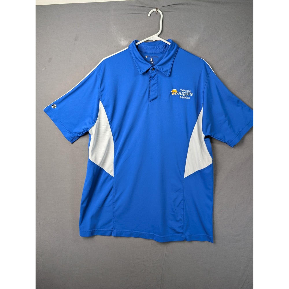 Holloway Mens XL Talmadge Cougars Athletics Polo Shirt‎ Blue White Short Sleeve
